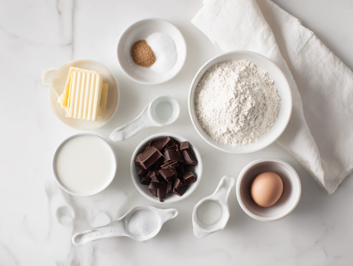 All ingredients measured and laid out on a cutting board