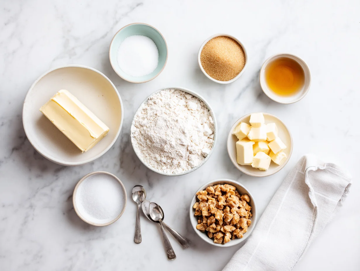 All ingredients measured and laid out on a cutting board