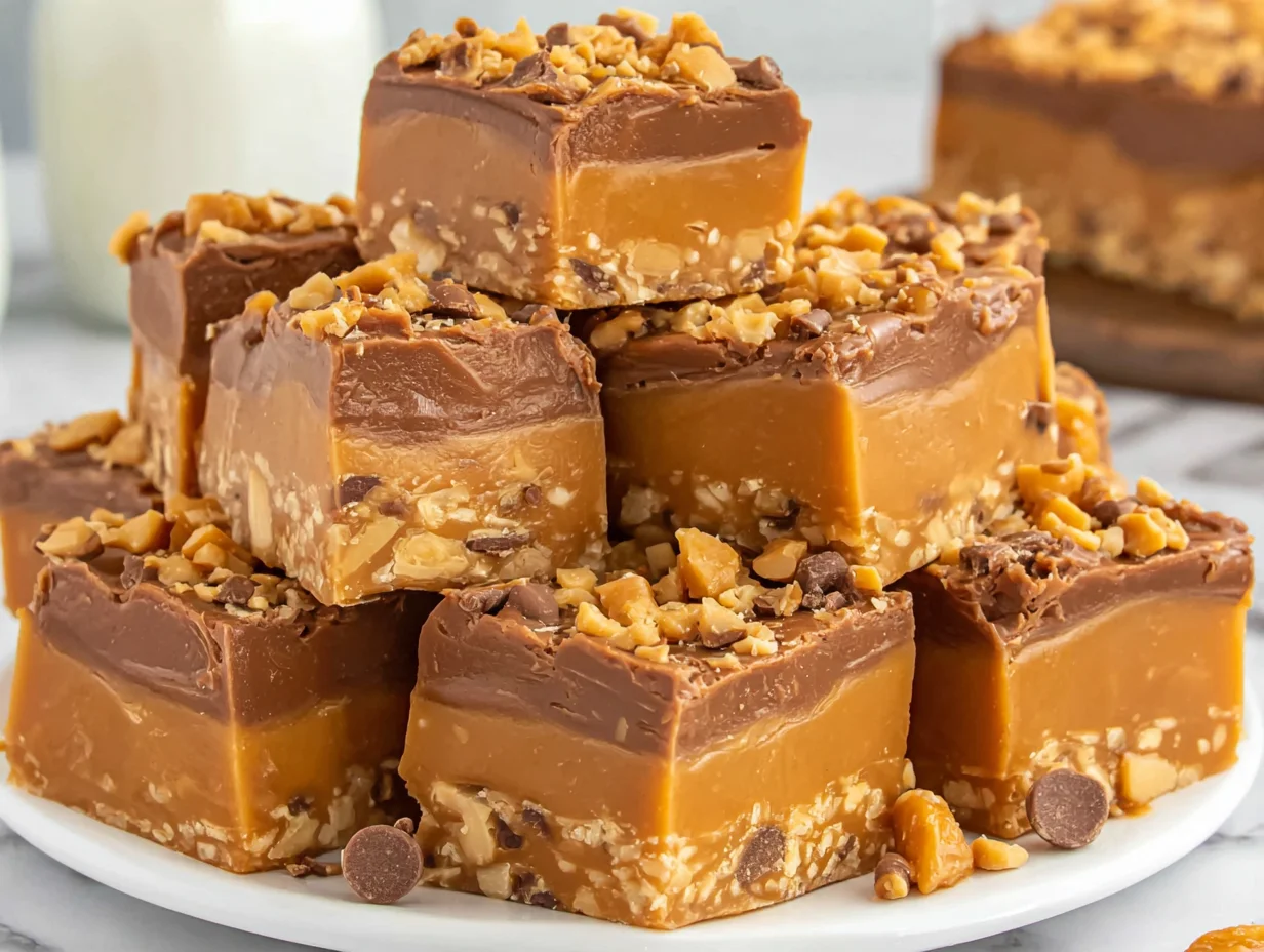 Butterfinger Caramel Crunch Fudge Recipe: Easy Holiday Dessert 10 Beautifully served on a plate, ready to enjoy
