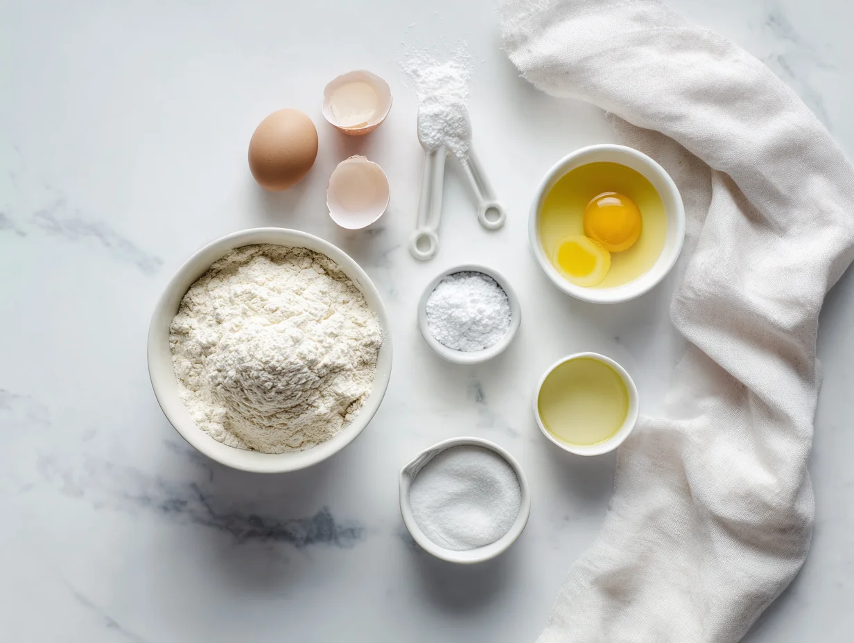 All ingredients measured and laid out on a cutting board