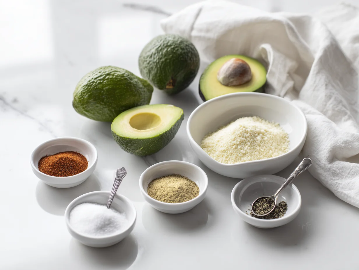 All ingredients measured and laid out on a cutting board