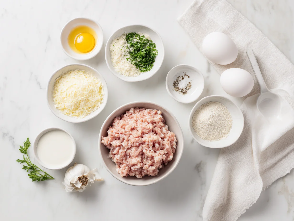 All ingredients measured and laid out on a cutting board
