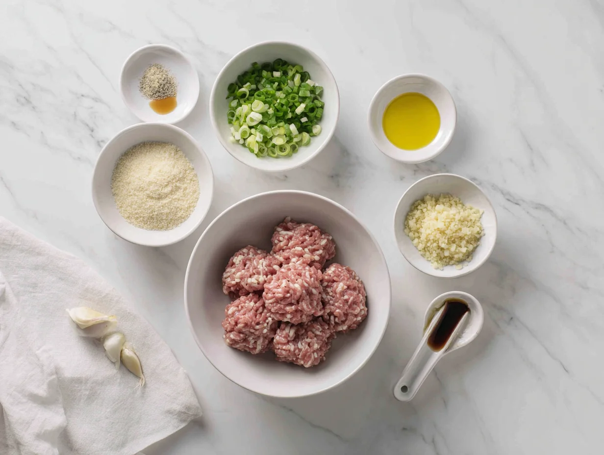 All ingredients measured and laid out on a cutting board
