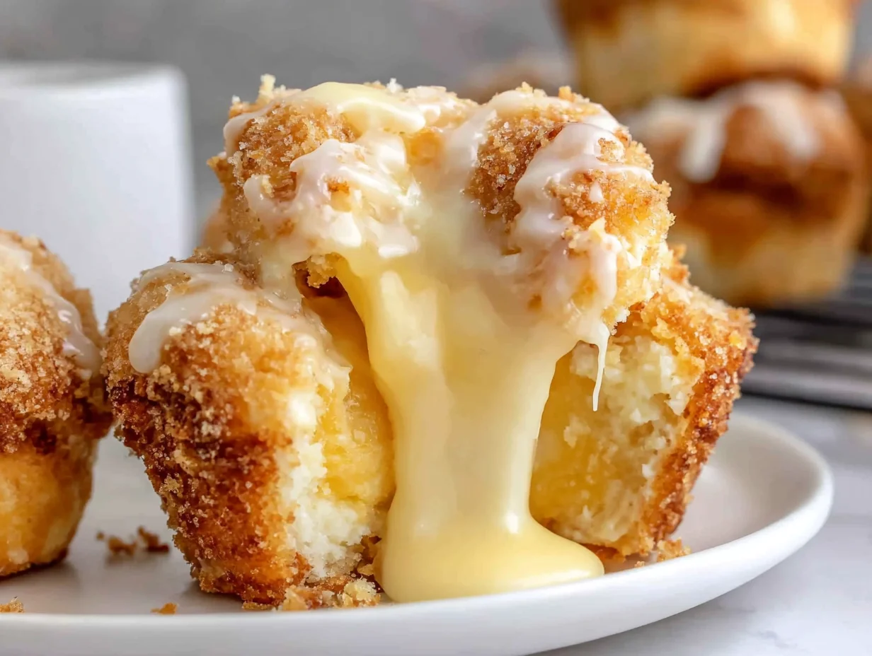 Gooey Cinnamon Cream Cheese Muffins beautifully plated and ready to serve