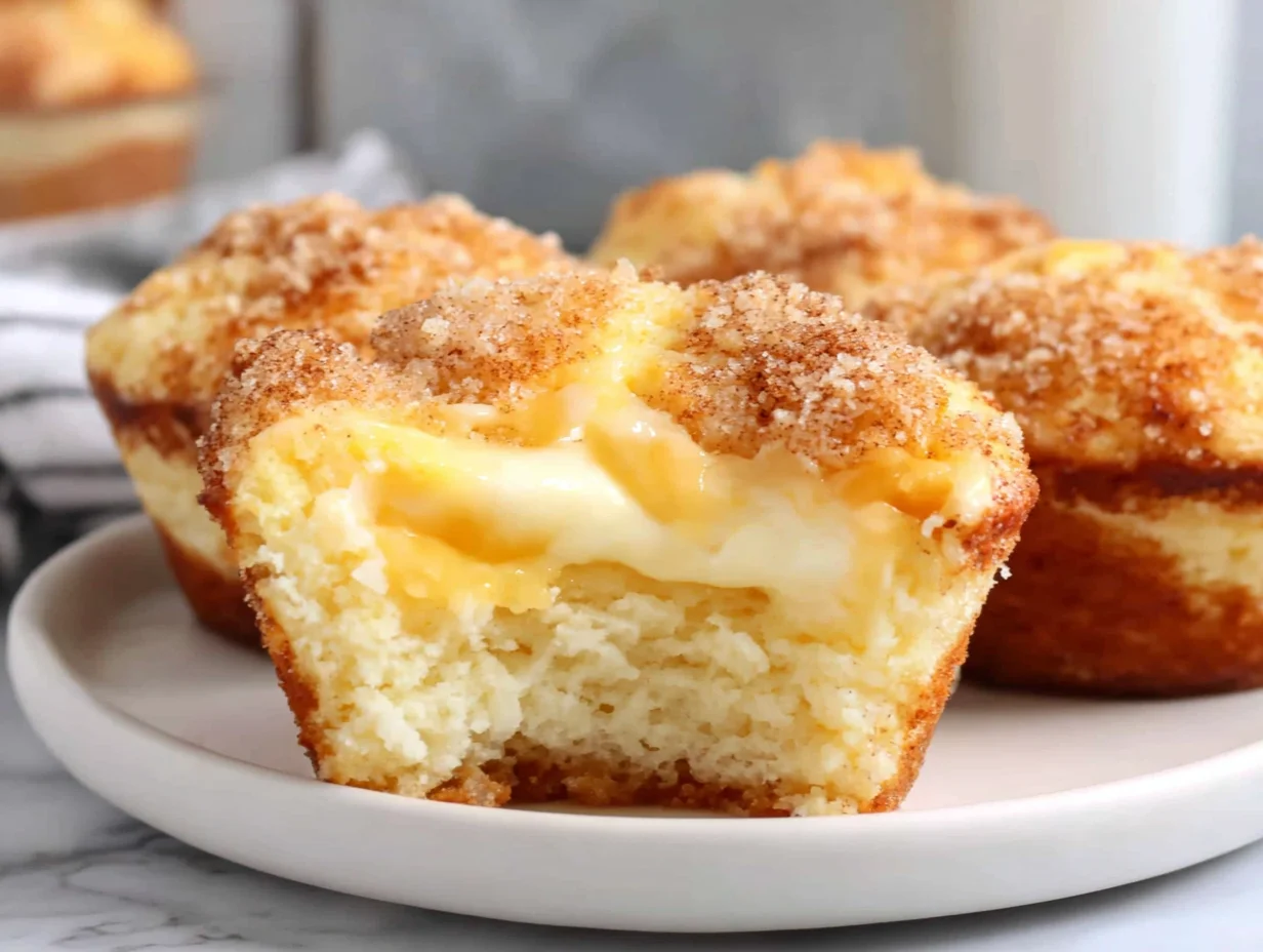 Gooey Cinnamon Cream Cheese Muffins served and ready to enjoy