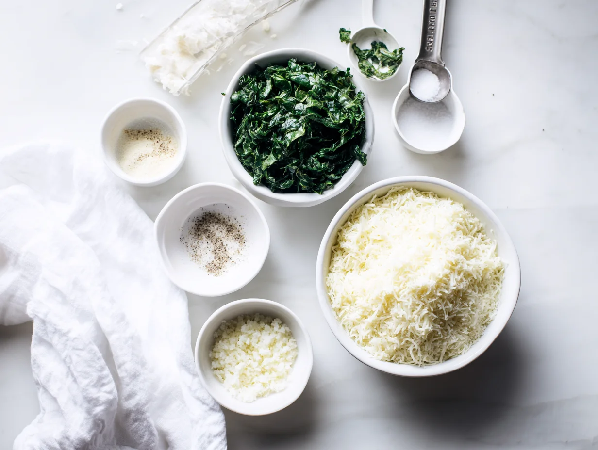 All ingredients measured and laid out on a cutting board