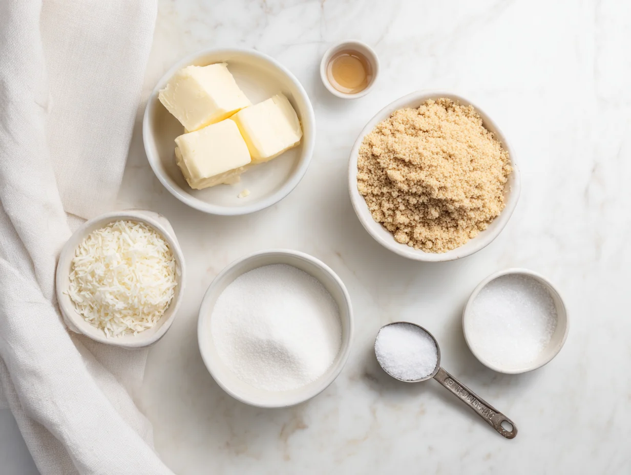 All ingredients measured and laid out on a cutting board
