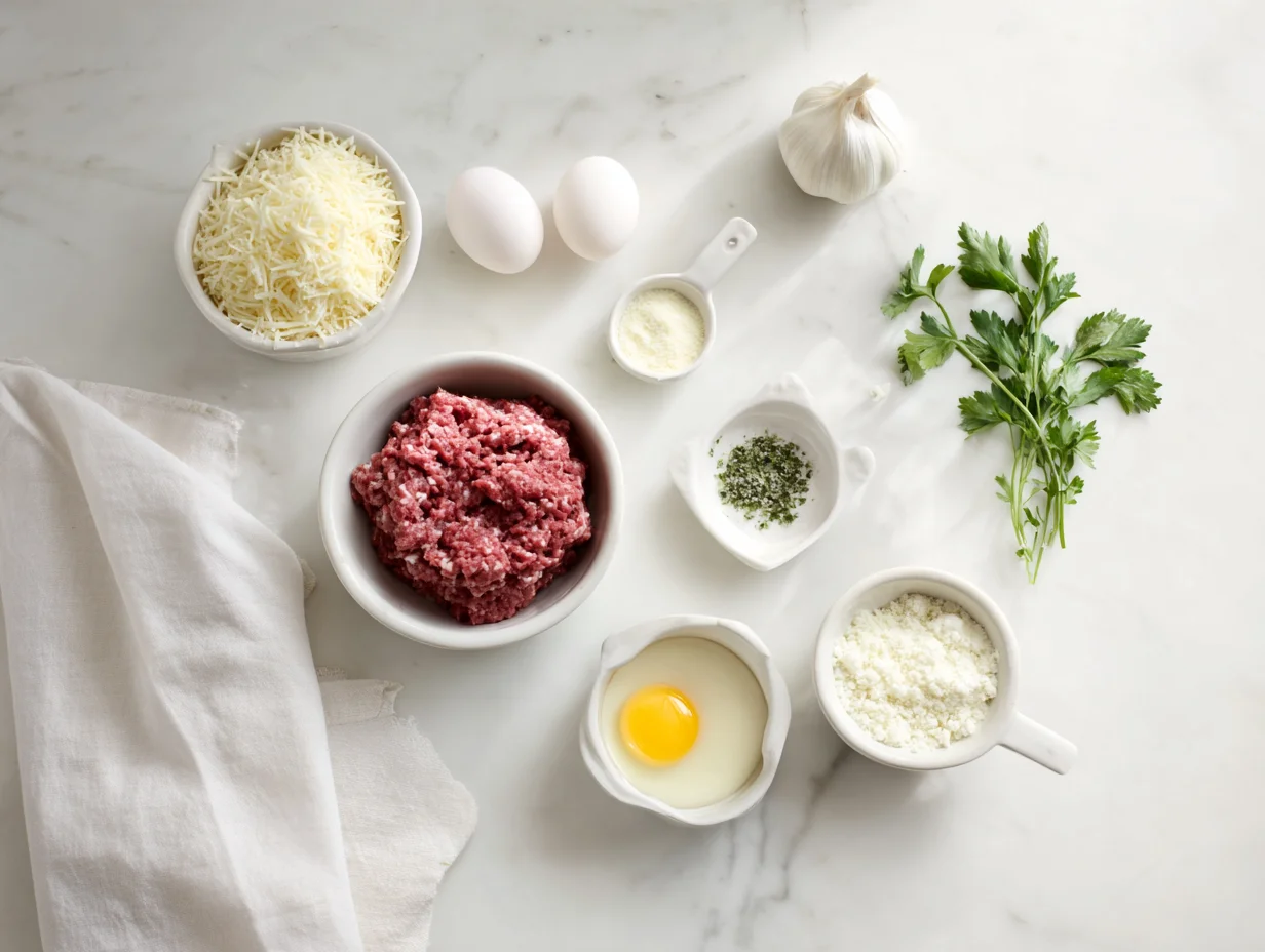 All ingredients measured and laid out on a cutting board