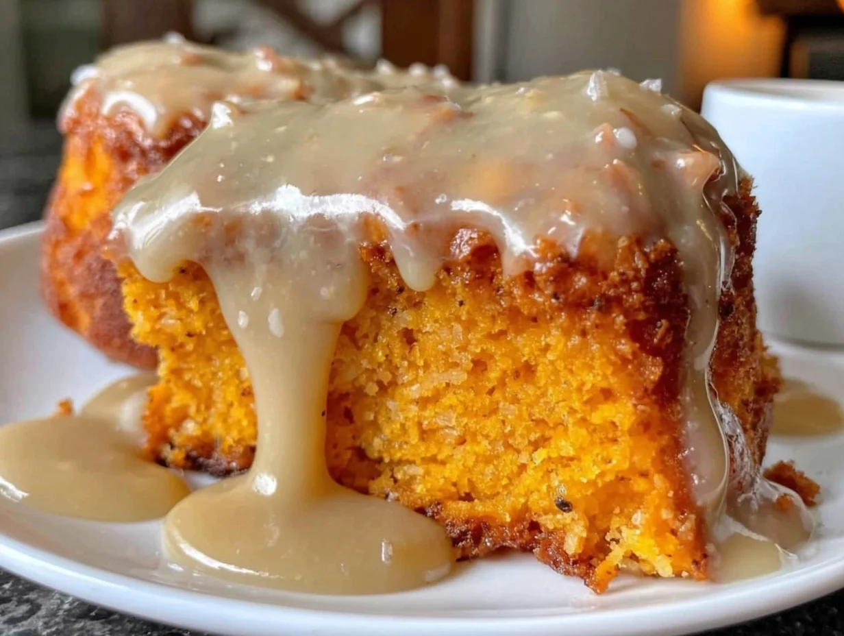 Sweet Potato Honeybun Cake beautifully plated and ready to serve
