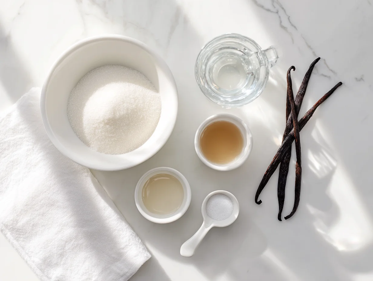 All ingredients measured and laid out on a cutting board