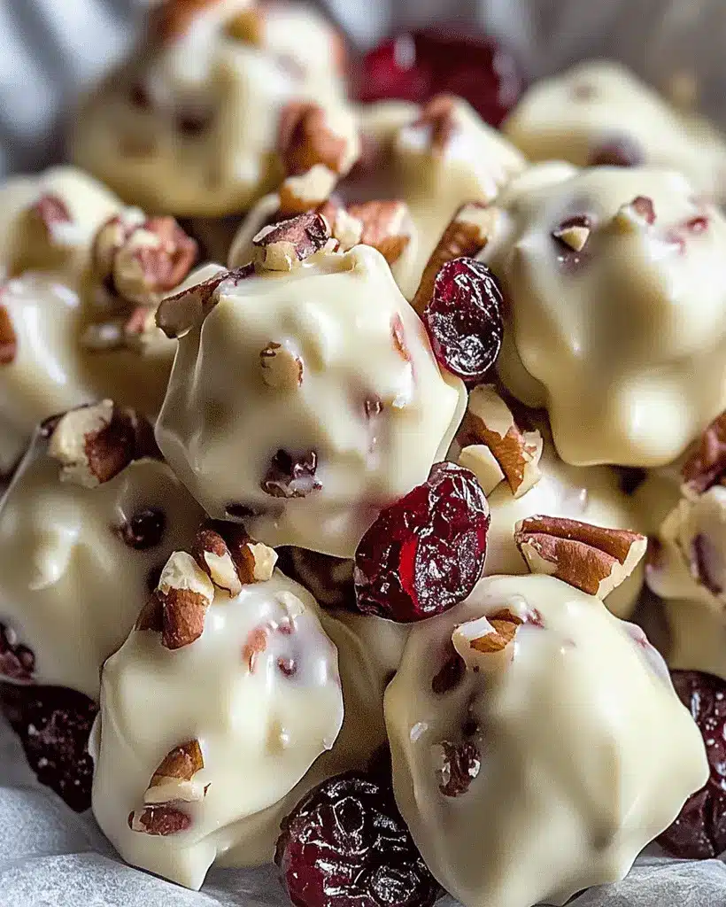 White Chocolate Cranberry Pecan Clusters fresh and ready to serve