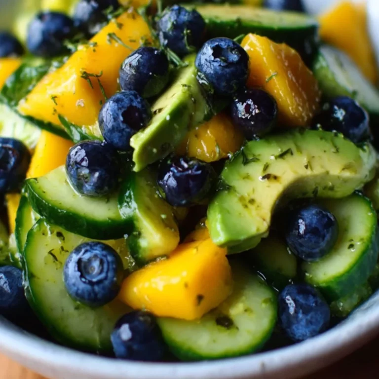 Mango Cucumber Salad with avocado and blueberries fresh summer bowl