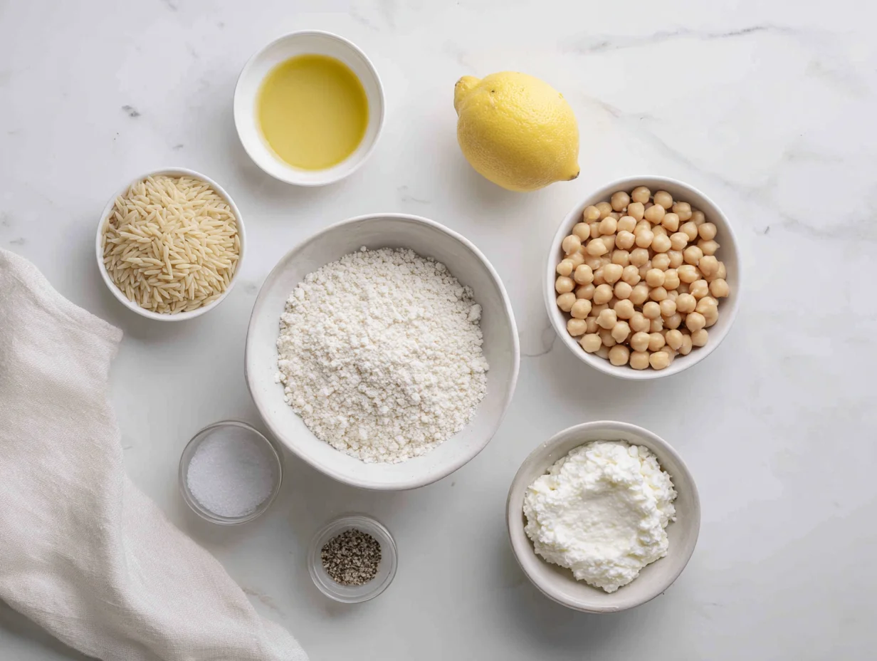 All ingredients measured and laid out on a cutting board