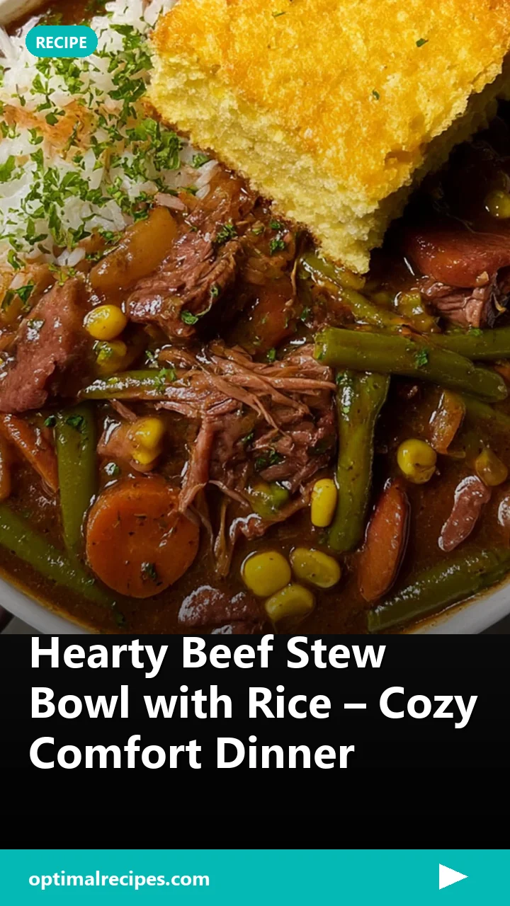 Hearty Beef Stew Bowl with Rice – Cozy Comfort Dinner