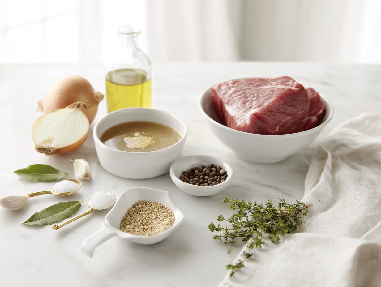All ingredients measured and laid out on a cutting board