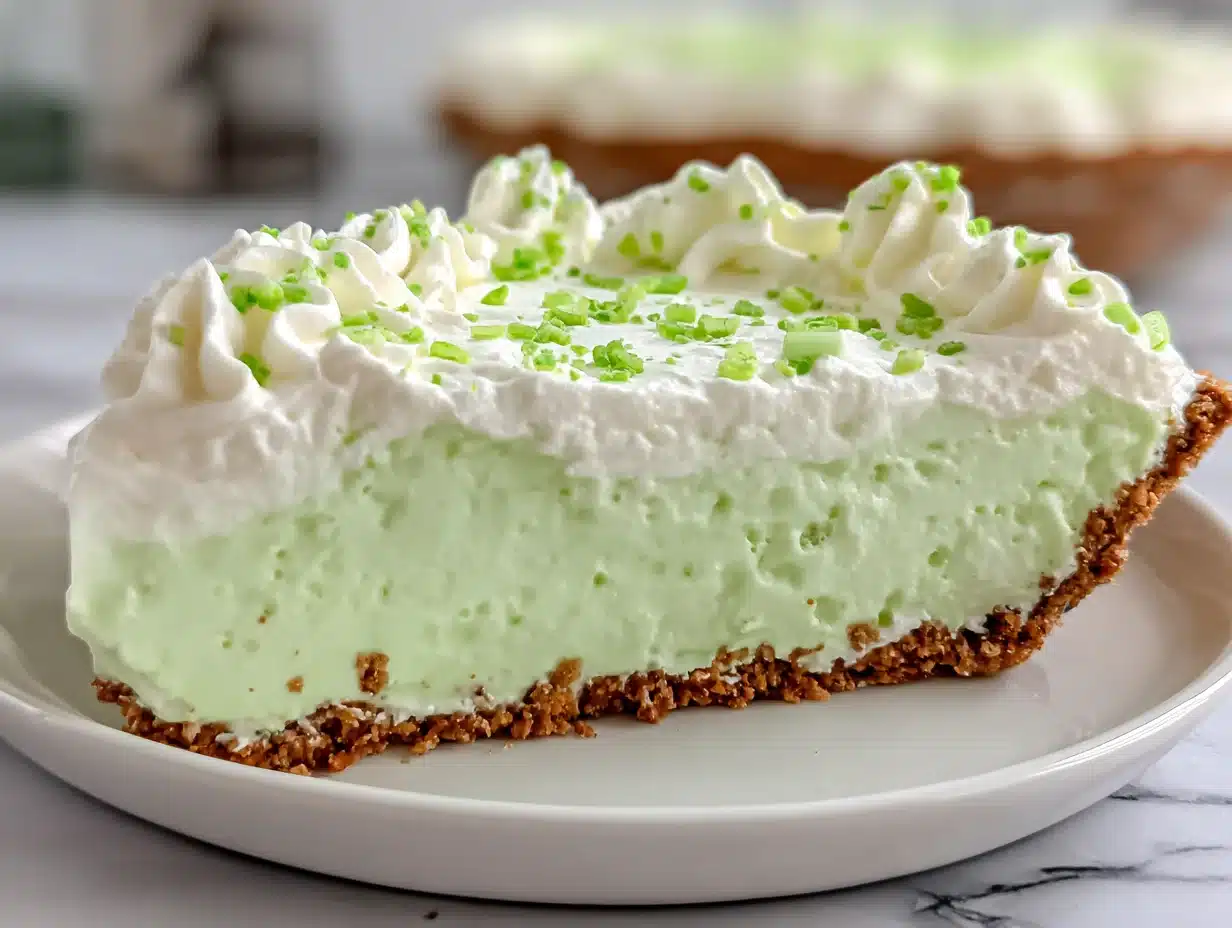 Shamrock Shake Pie – Easy No-Bake Mint Dessert 10 Beautifully served on a plate, ready to enjoy